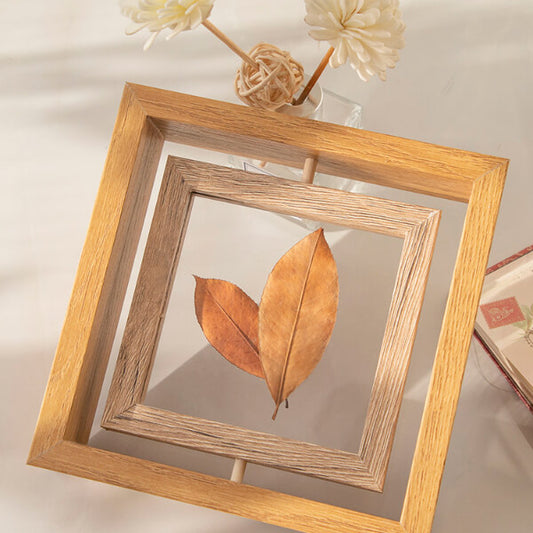 Photo Frame Specimen Frame Wooden Rotating Square Double-sided Transparent