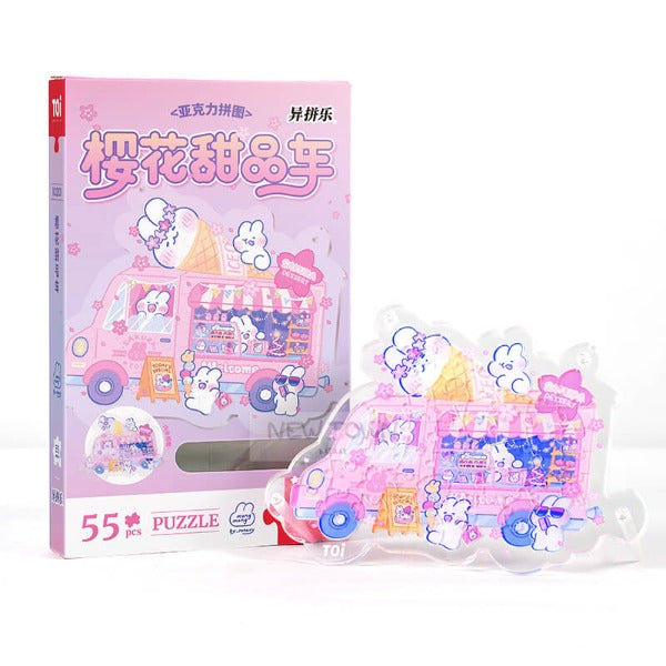 Lovely mongmong Sakura Icecream Car Acrylic Puzzle
