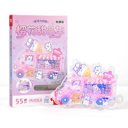 Lovely mongmong Sakura Icecream Car Acrylic Puzzle
