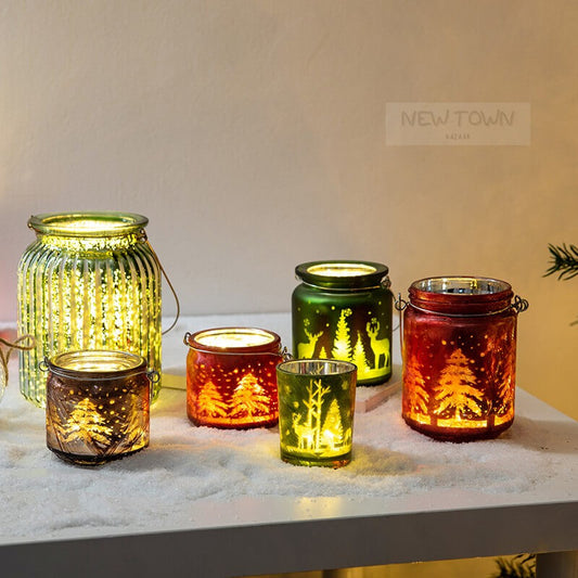 Christmas Glass CandleholdersChristmasNEW TOWN BAZAAR
