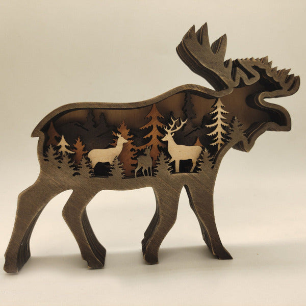 Nature-Inspired Wooden Carved Animal Indoor Wilderness Decor 