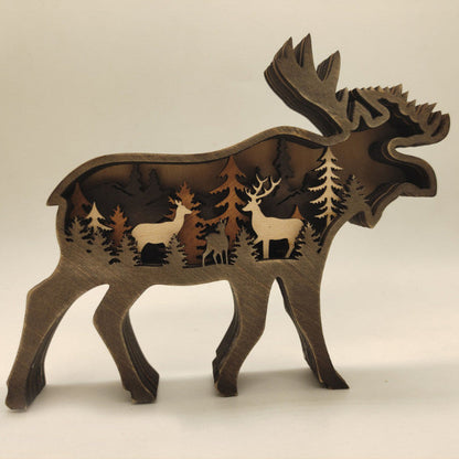 Nature-Inspired Wooden Carved Animal Indoor Wilderness Decor 
