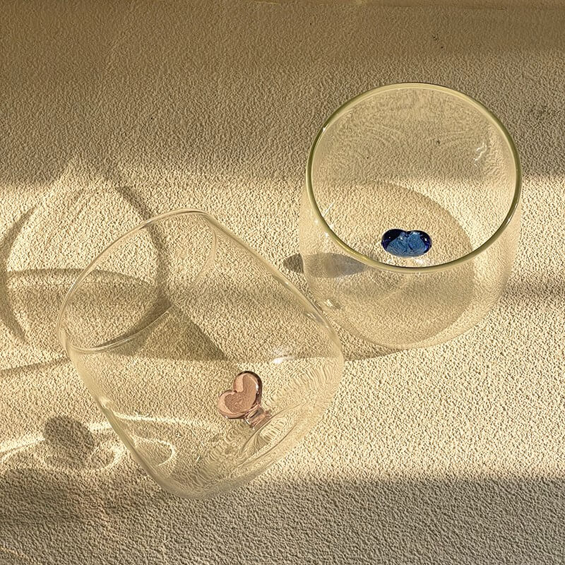 Simple Heart Glass Couple CupsHOME CUPS & MUGSNEW TOWN BAZAAR