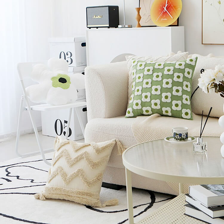 Floral Shape Cotton Linen PillowcaseHOME PILLOWS, PillowcasesNEW TOWN BAZAAR