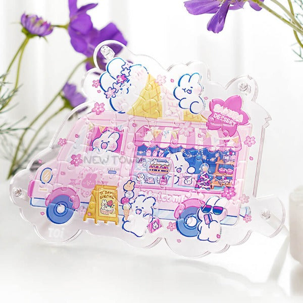 Lovely mongmong Sakura Icecream Car Acrylic Puzzle