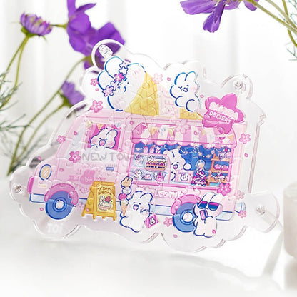 Lovely mongmong Sakura Icecream Car Acrylic Puzzle