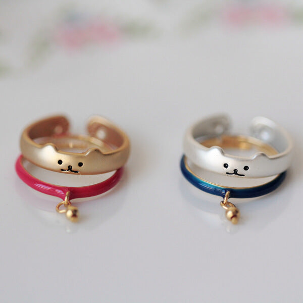 Cat Frosted Drip Glaze Bell Open Ring