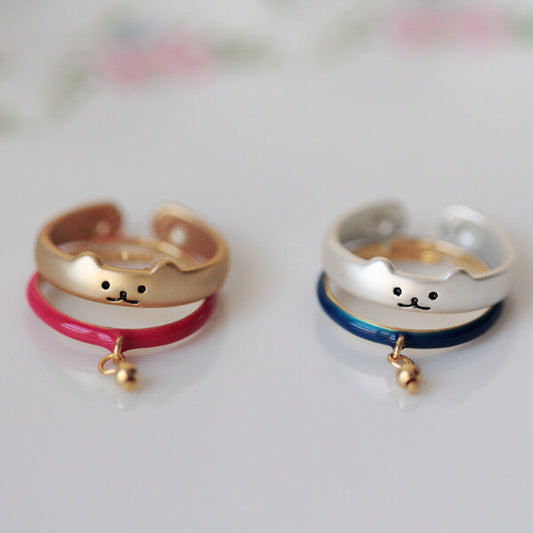 Cat Frosted Drip Glaze Bell Open Ring