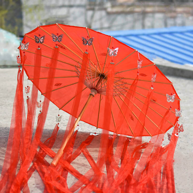 TGCF Hua Cheng Cosplay Umbrella with Silver Butterflies