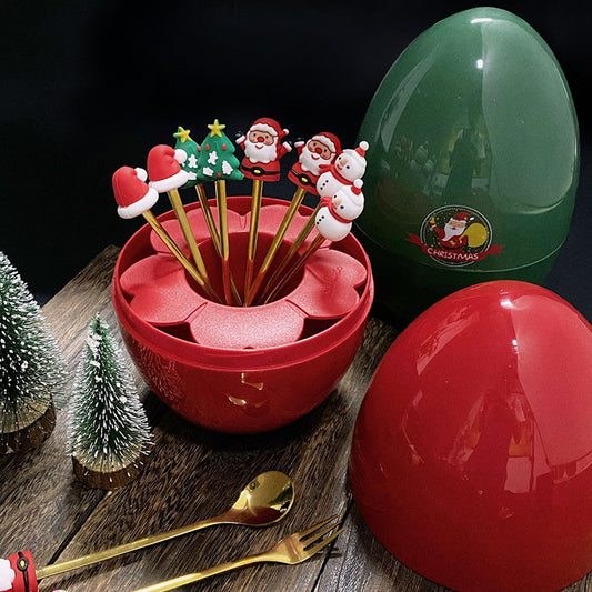 Christmas Dessert Egg-Shaped Cutlery SetChristmas, kitchenNEW TOWN BAZAAR