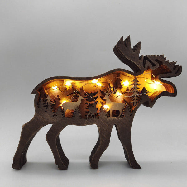 Nature-Inspired Wooden Carved Animal Indoor Wilderness Decor 