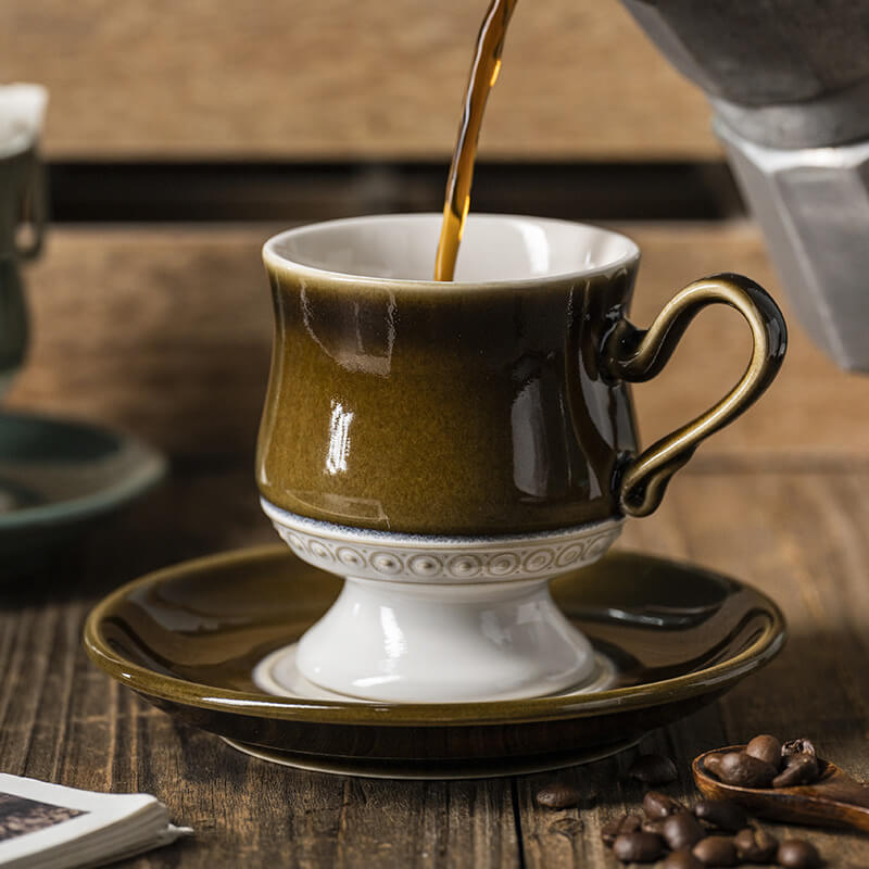 Exquisite High-grade Ceramic High-foot Coffee Cup and SaucerHOME CUPS & MUGSNEW TOWN BAZAAR