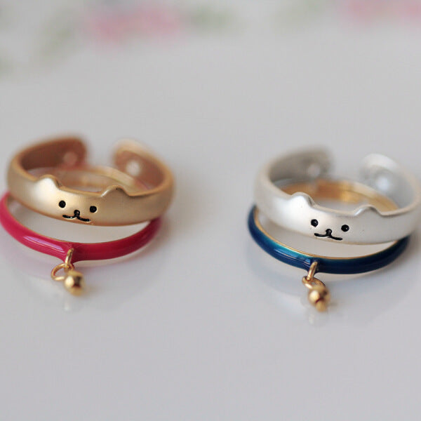 Cat Frosted Drip Glaze Bell Open Ring