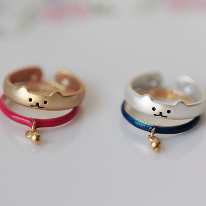 Cat Frosted Drip Glaze Bell Open Ring