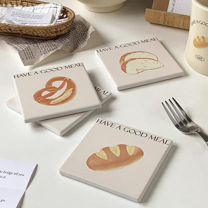 Cute Bread Square Water Coaster Placemat