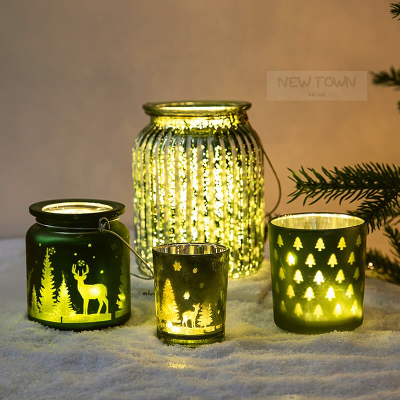 Christmas Glass CandleholdersChristmasNEW TOWN BAZAAR