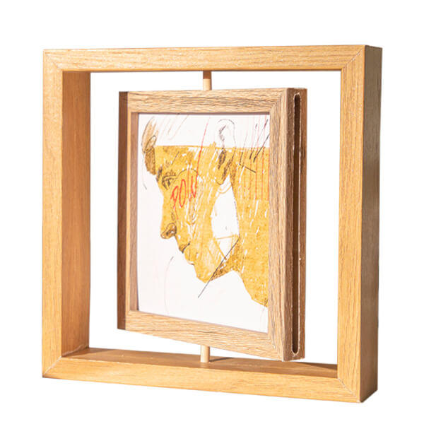 Photo Frame Specimen Frame Wooden Rotating Square Double-sided Transparent