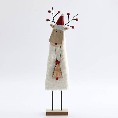 Christmas Elk Shaped Wood Felt OrnamentNEW TOWN BAZAAR
