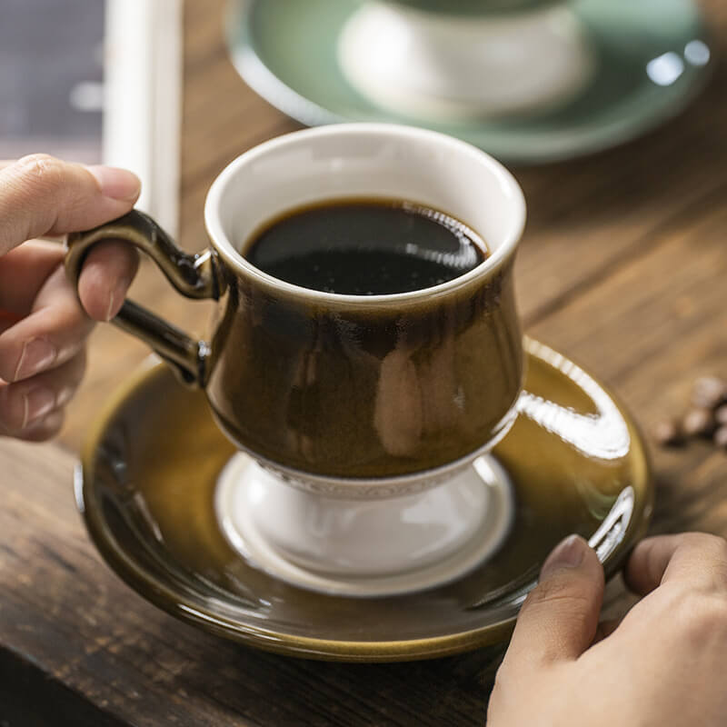 Exquisite High-grade Ceramic High-foot Coffee Cup and SaucerHOME CUPS & MUGSNEW TOWN BAZAAR