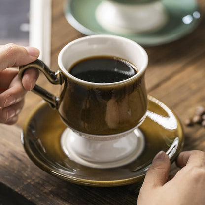 Exquisite High-grade Ceramic High-foot Coffee Cup and SaucerHOME CUPS & MUGSNEW TOWN BAZAAR