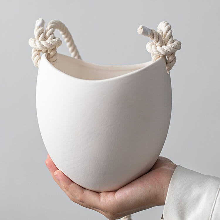 White Ceramic Wall Hanging PlanterHOME PLANTERS & VASESNEW TOWN BAZAAR