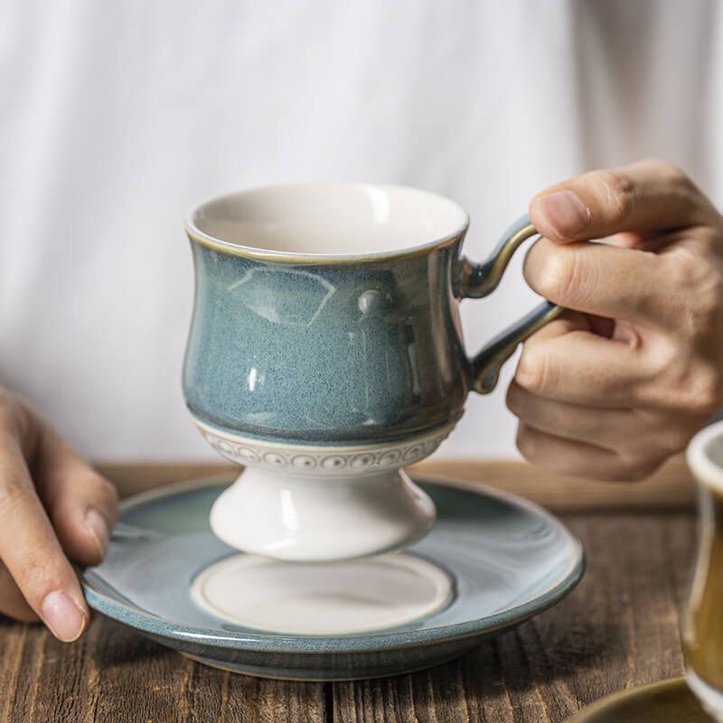 Exquisite High-grade Ceramic High-foot Coffee Cup and SaucerHOME CUPS & MUGSNEW TOWN BAZAAR