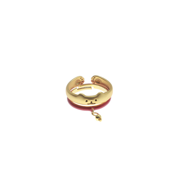 Cat Frosted Drip Glaze Bell Open Ring