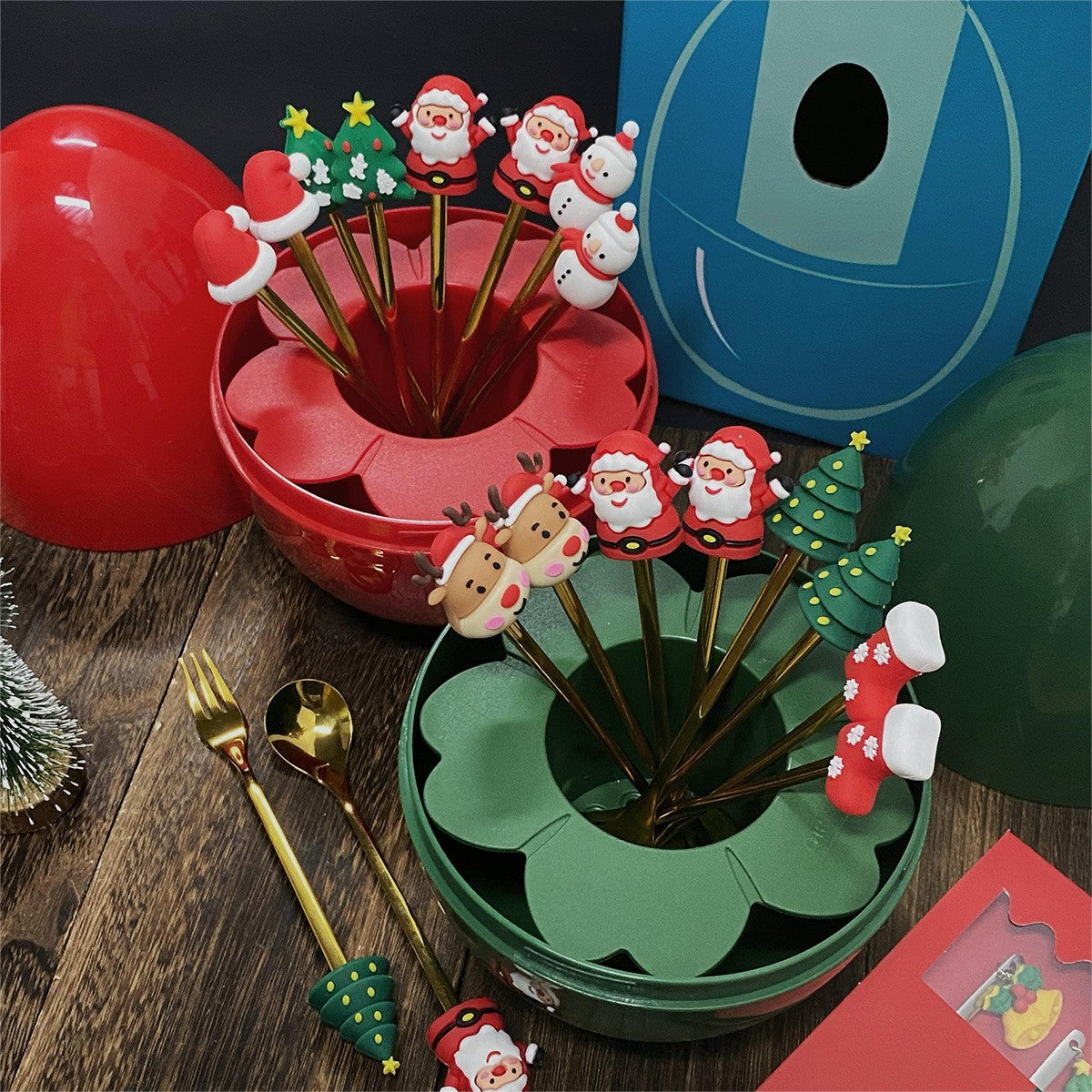 Christmas Dessert Egg-Shaped Cutlery SetChristmas, kitchenNEW TOWN BAZAAR