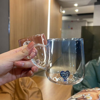 Simple Heart Glass Couple CupsHOME CUPS & MUGSNEW TOWN BAZAAR