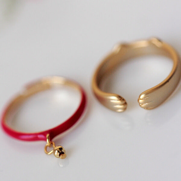Cat Frosted Drip Glaze Bell Open Ring