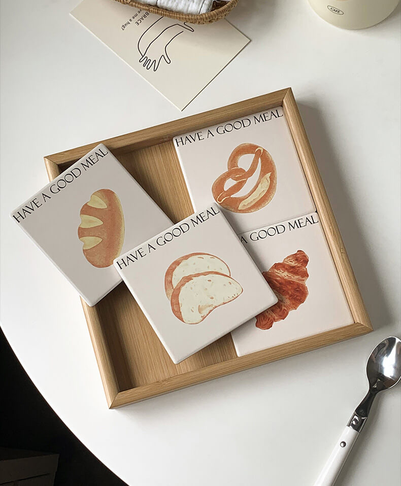 Cute Bread Square Water Coaster Placemat