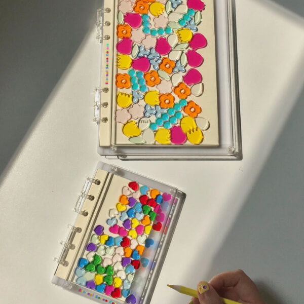 DIY Journal Acrylic Heart Transparent Quicksand Particle Cover