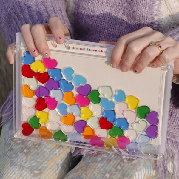 DIY Journal Acrylic Heart Transparent Quicksand Particle Cover