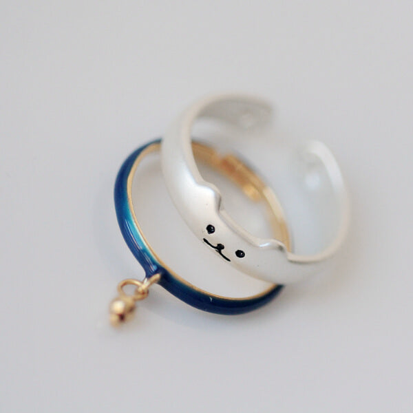 Cat Frosted Drip Glaze Bell Open Ring