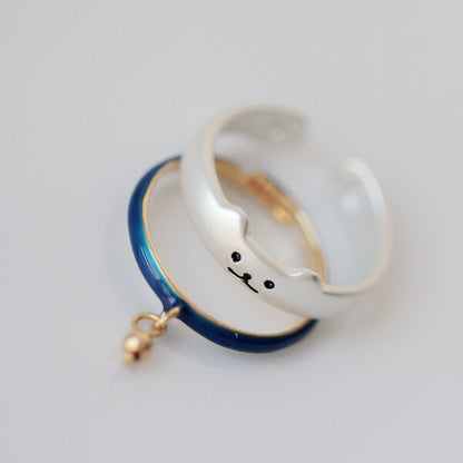 Cat Frosted Drip Glaze Bell Open Ring