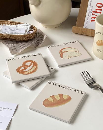 Cute Bread Square Water Coaster Placemat