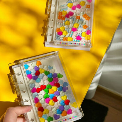 DIY Journal Acrylic Heart Transparent Quicksand Particle Cover