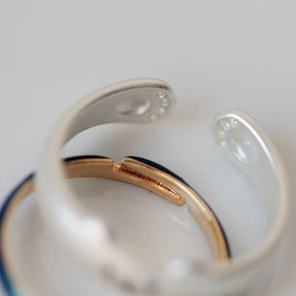 Cat Frosted Drip Glaze Bell Open Ring