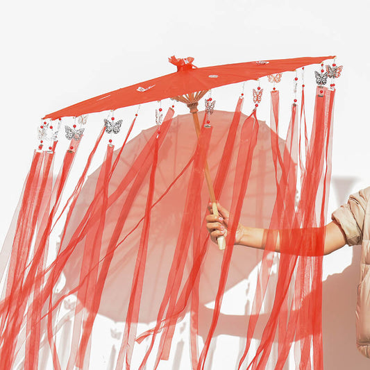 TGCF Hua Cheng Cosplay Umbrella with Silver Butterflies