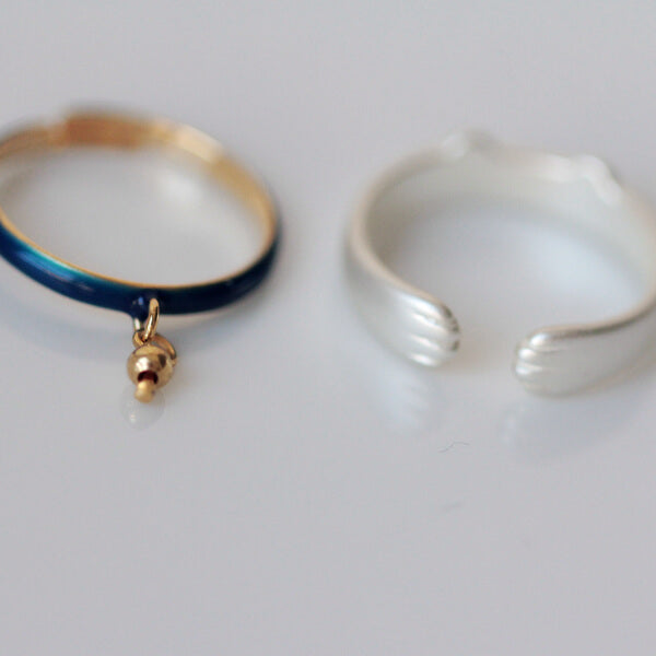 Cat Frosted Drip Glaze Bell Open Ring