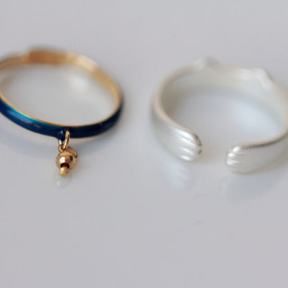 Cat Frosted Drip Glaze Bell Open Ring
