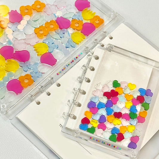 DIY Journal Acrylic Heart Transparent Quicksand Particle Cover
