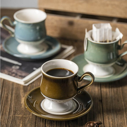 Exquisite High-grade Ceramic High-foot Coffee Cup and SaucerHOME CUPS & MUGSNEW TOWN BAZAAR