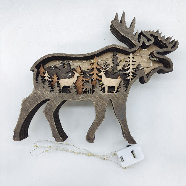 Nature-Inspired Wooden Carved Animal Indoor Wilderness Decor 
