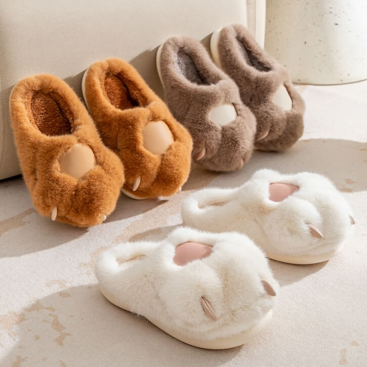 Adorable Plush Warm Paw SlippersNEW TOWN BAZAAR