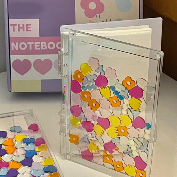 DIY Journal Acrylic Heart Transparent Quicksand Particle Cover