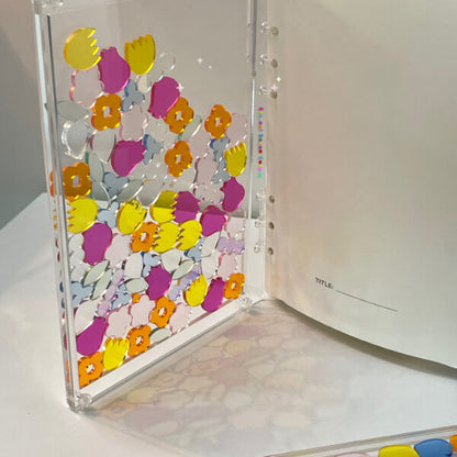 DIY Journal Acrylic Heart Transparent Quicksand Particle Cover