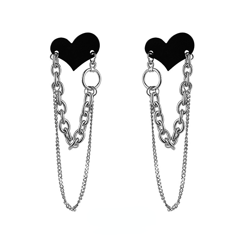 Black Peach Heart Earrings