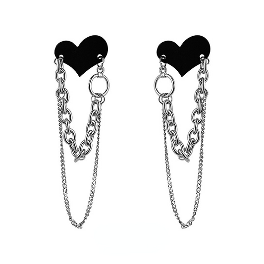 Black Peach Heart Earrings