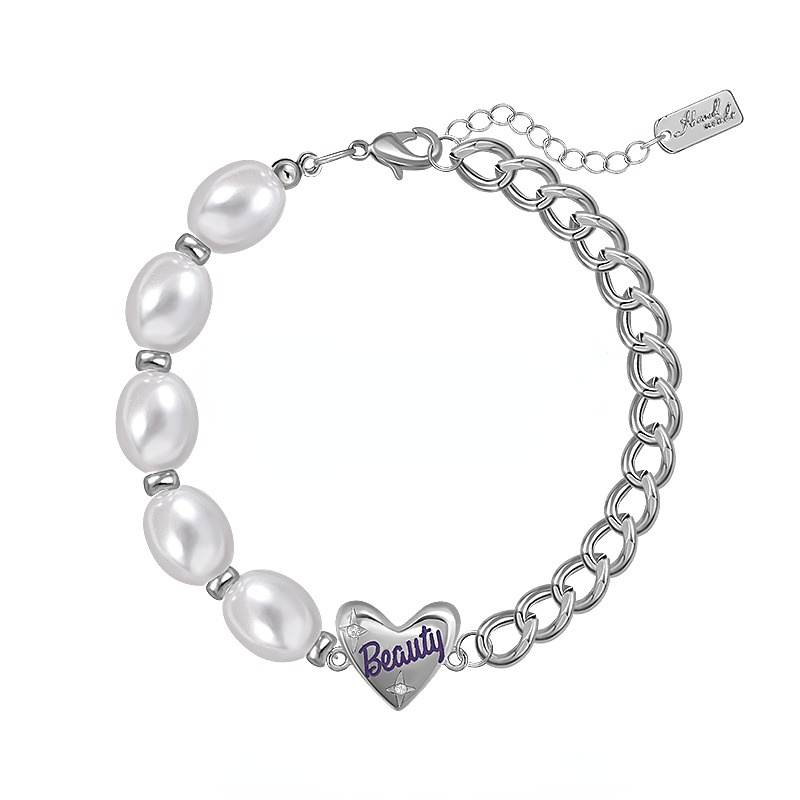 Beaded Pearl thick chain splicing love braceletthe texture of material: alloy/plate with silver/gold-plated
pattern: love/Waterdrop/small bell
style: Japan and South Korea